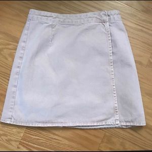 ASOS Denim Wrap Mini Skirt in Washed Pink